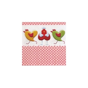 serviettage Serviette Poulettes coeurs