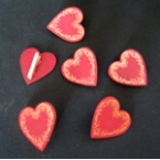 lot 6 mini pinces coeurs rouge