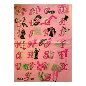 Décopatch Paper 534 Pink Black alphabet