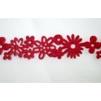 ruban feutrine fleurs rouge 25mm