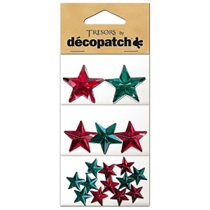 Cabochons Decopatch Etoiles Vert et Rouge