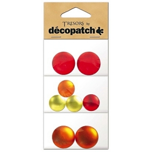 Cabochon Decopatch rond Rouge Jaune