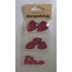 Cabochons Decopatch Coeurs Rose Rouge