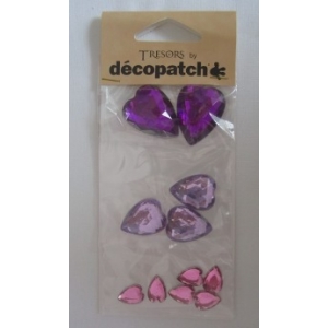 Cabochon Decopatch  coeur Violet Rose Pétale