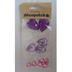 Cabochon Decopatch  coeur Violet Rose Pétale