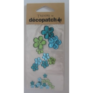 Cabochons Decopatch Fleurs turquoise Jade