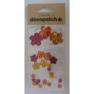 Cabochons Decopatch  Fleurs Ambre et Rubis