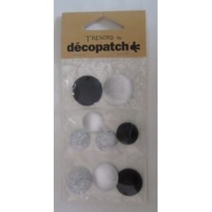 Cabochon Decopatch rond Noir et Blanc