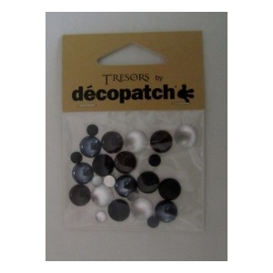 Cabochons Decopatch mini rond Noir et Blanc