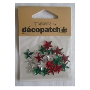 Cabochons Decopatch mini etoiles vert rouge