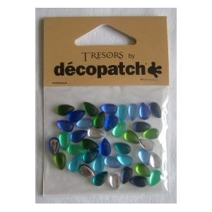 Cabochons Decopatch mini goutte turquoise