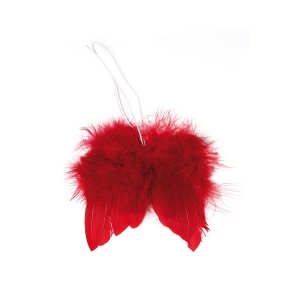 Ailes d'anges en plumes rouge 10cm