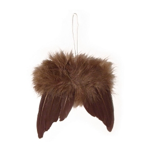 Ailes d'anges en plumes chocolat 10cm