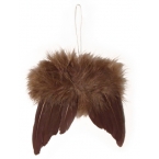 Ailes d'anges en plumes chocolat 10cm