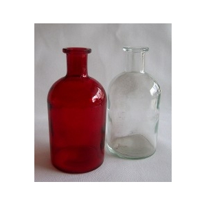 2 Bouteilles deco en verre rouge et Blanc