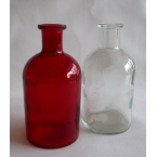 2 Bouteilles deco en verre rouge et Blanc