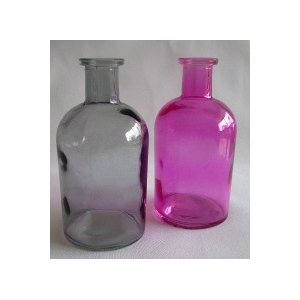 2 Bouteilles deco en verre rose et gris