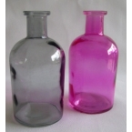 2 Bouteilles deco en verre rose et gris