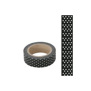 Masking Washi Tape Noir points argent