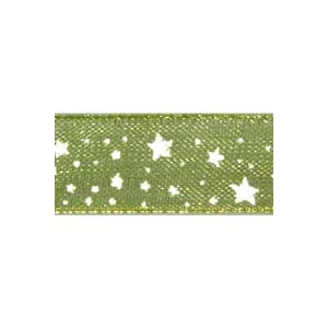 Ribbon organdi green with gold stars