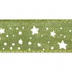 Ribbon organdi green with gold stars