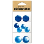 Cabochon Decopatch rond Bleu Turquoise
