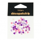 Cabochons Decopatch mini coeur orange rose violet