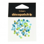 Cabochons Decopatch mini coeur bleu vert kaki