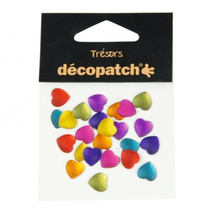 Cabochons Decopatch 24 coeurs multicolores