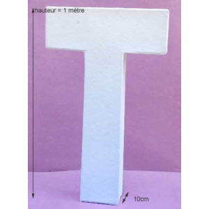 Lettre 3d blanche T en 1 mètre de hauteur (100cm)