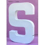 Lettre 3d blanche S en 1 mètre de hauteur (100cm)